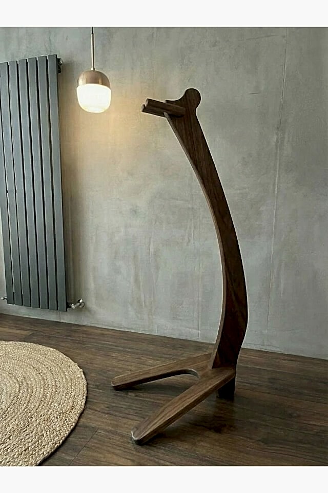 MNT02 Koyu Huş Ahşap Tasarım Gitar Enstrüman Sehpası Ayaklık