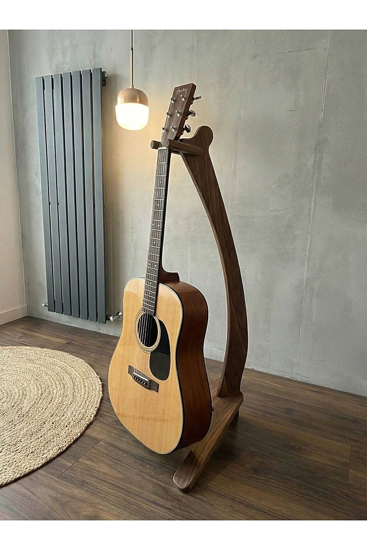MNT02 Koyu Huş Ahşap Tasarım Gitar Enstrüman Sehpası Ayaklık