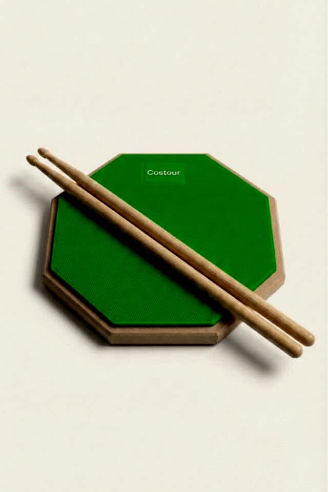 Bateri Davul Drum Pratice Pratik Calişma Pedi Pad Yeşil ( 1 Çift Baget Hediye )