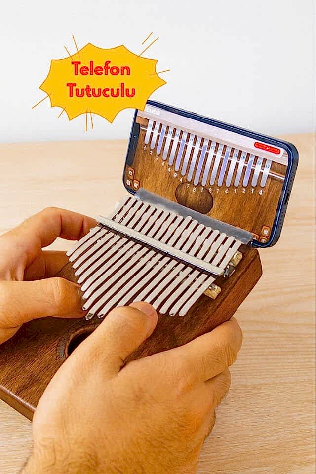 Telefon Tutuculu 17 Tuşlu Maun Kalimba Seti