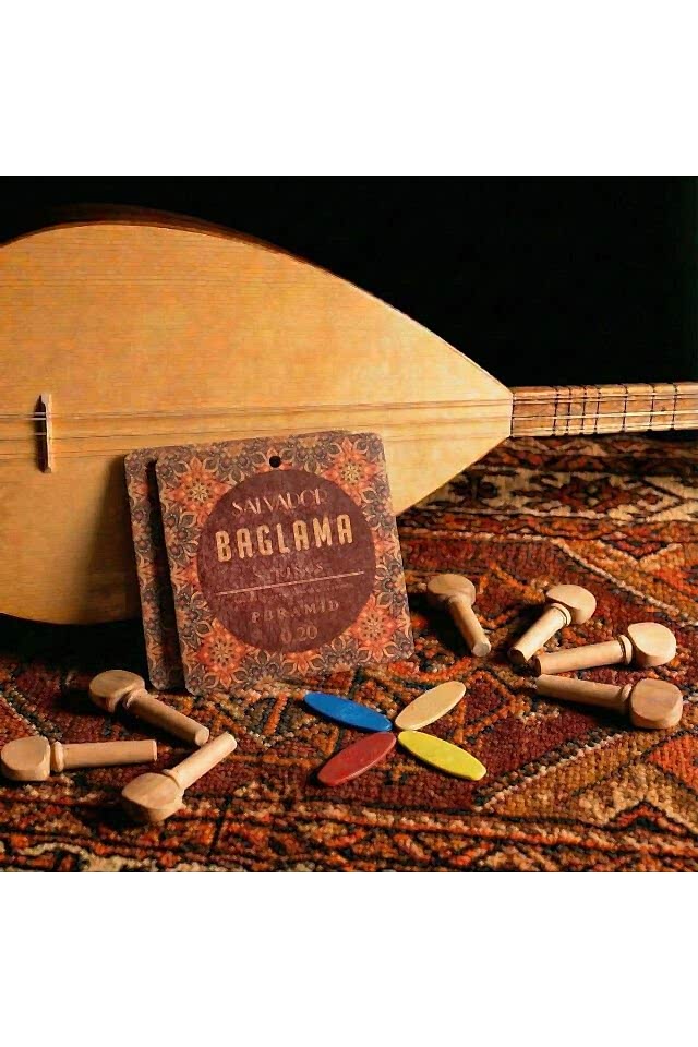 2 Takım Premium 0.20 Bağlama Teli Mızrap Tezene Seti Burgu Kulağı Tam Set (0.20 UZUN SAP)