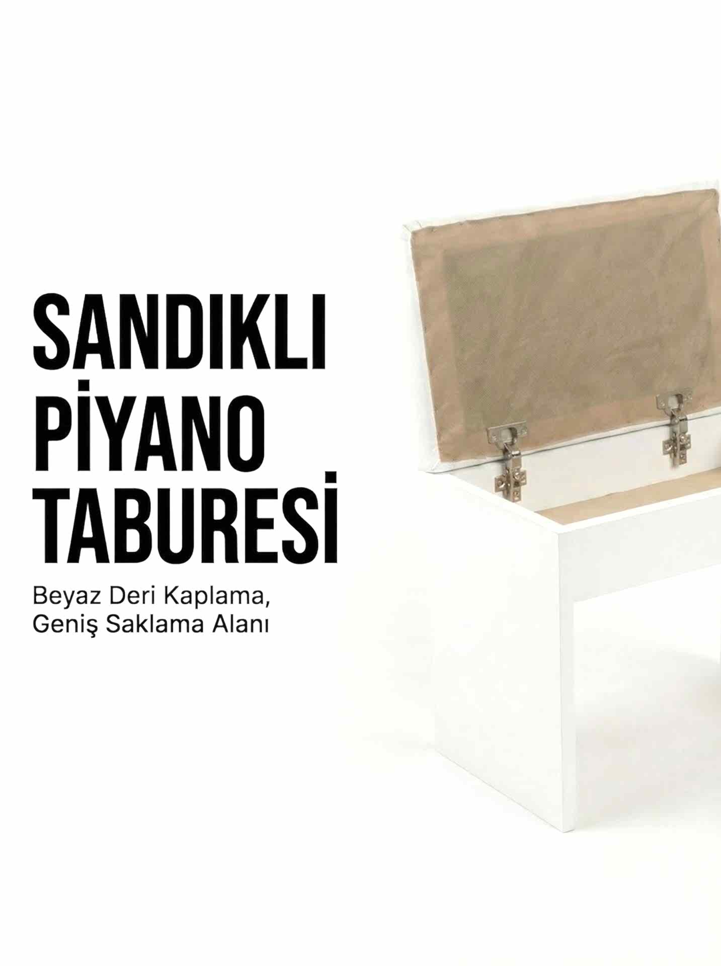 Montavo Sandıklı Piyano Taburesi Beyaz