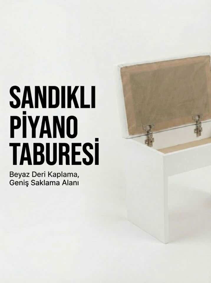 Montavo Sandıklı Piyano Taburesi Beyaz