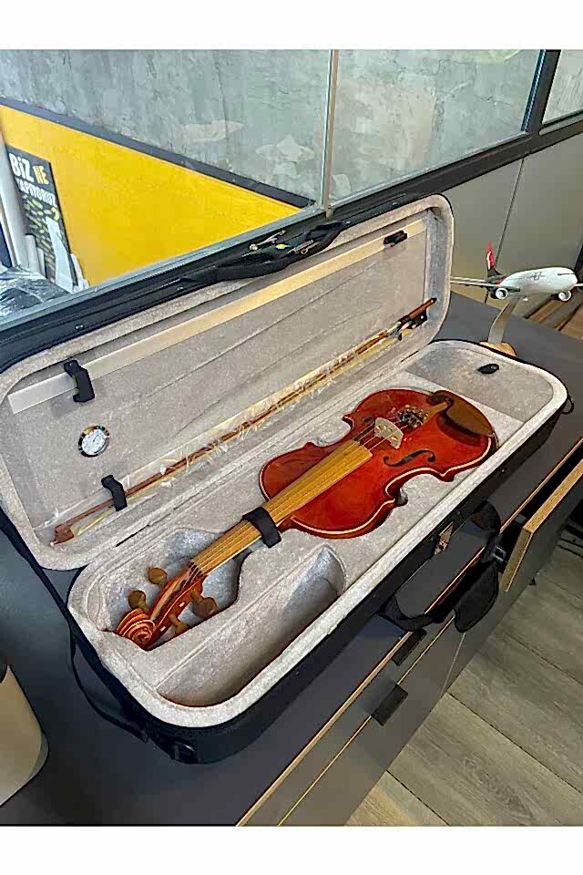 Profesyonel 4/4 Kare Kutu Gül Klavye Parlak Cila Keman