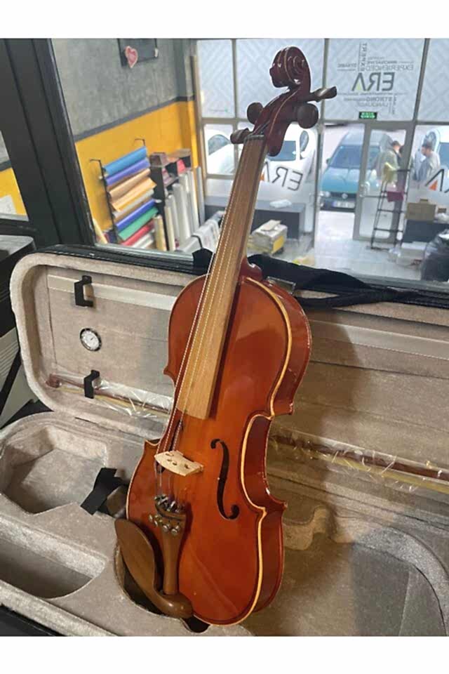 Profesyonel 4/4 Kare Kutu Gül Klavye Parlak Cila Keman