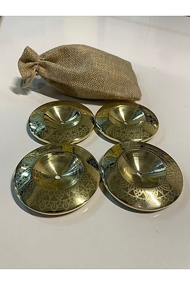 Premium İşlemeli Oryantal Parmak Zil Pirinç Döküm 480gr (Lastik Dahil , Büyük Boy )