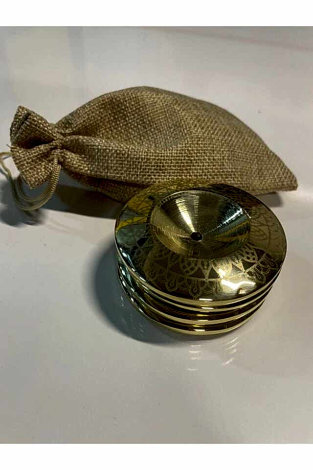 Premium İşlemeli Oryantal Parmak Zil Pirinç Döküm 480gr (Lastik Dahil , Büyük Boy )