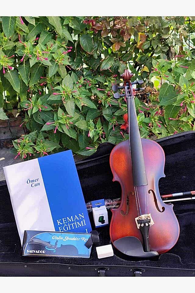 4/4 Mat Keman Full Set (Metod Kitabı, Yastık, Nota Sticker, Akort Aleti)