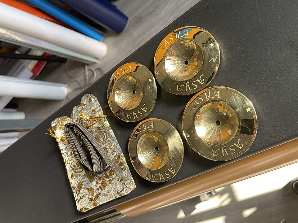 İsme Özel Oryantal Parmak Zil Pirinç Döküm 480gr (Lastik Dahil , Büyük Boy )