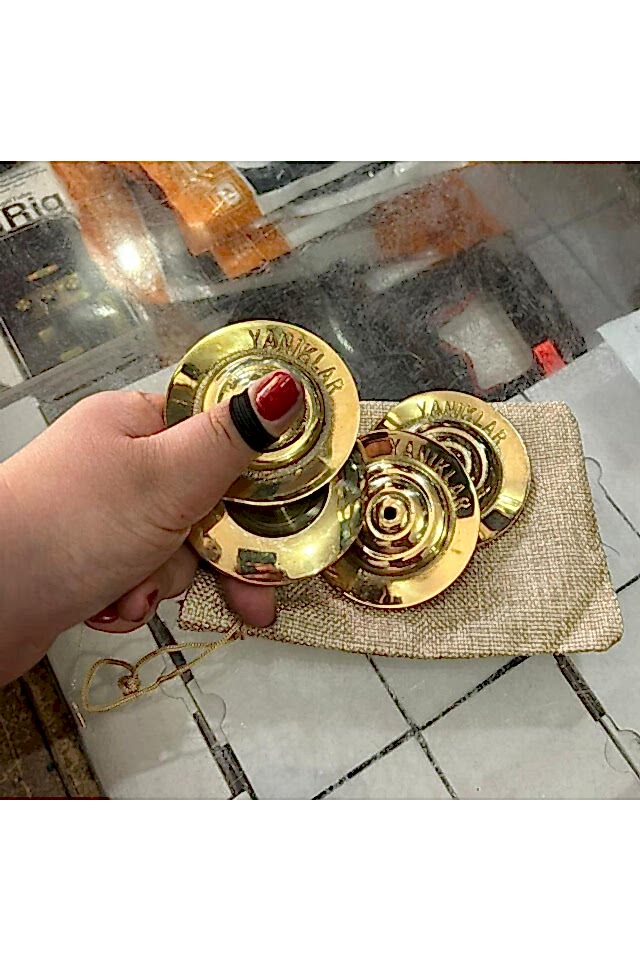 Oryantal Parmak Zil Pirinç Döküm 480gr (lastik Dahil , Büyük Boy )