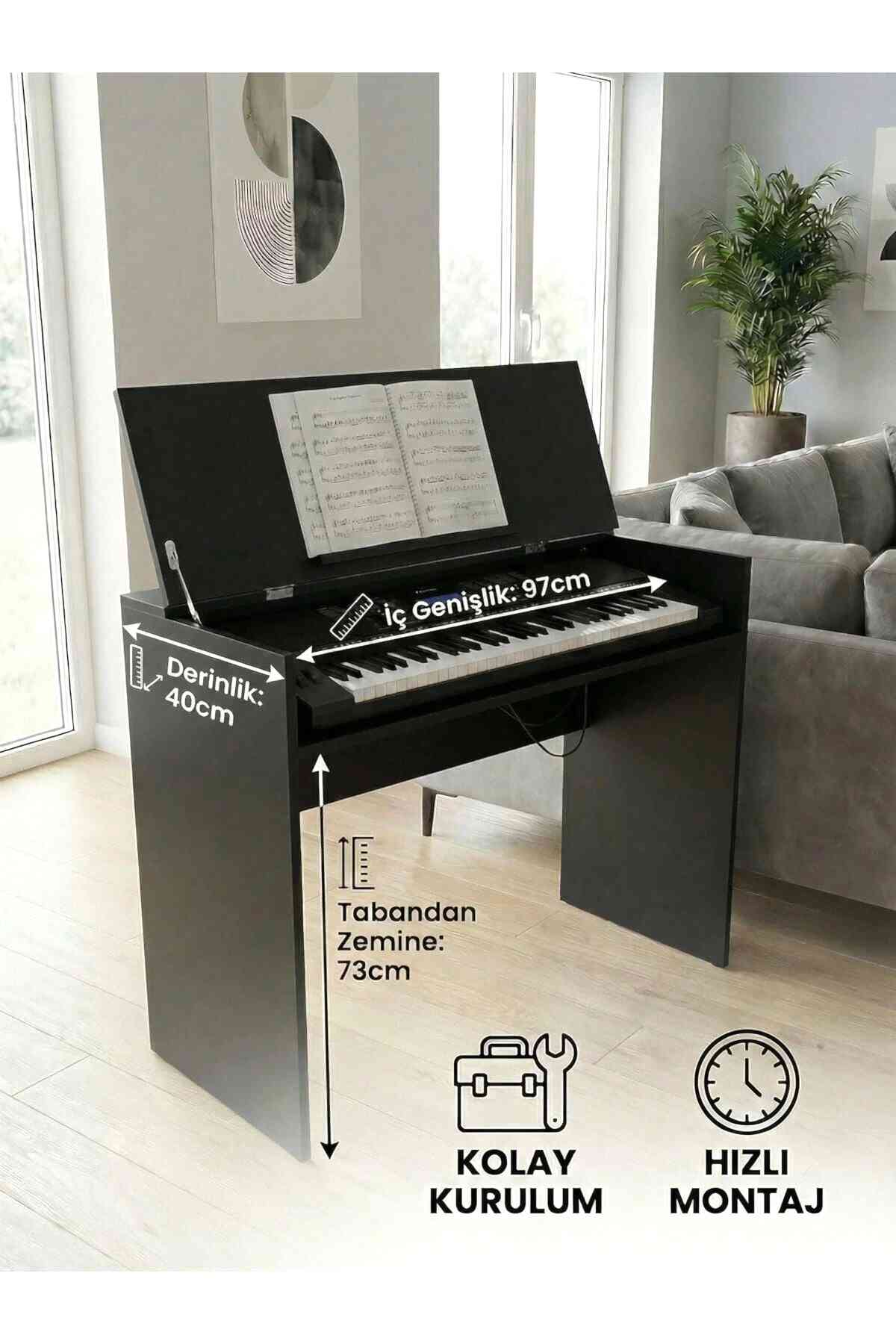 Montavo Kapaklı Notalıklı Ahşap Org Sehpası (CT-X700 CT-S300 PS98 / PS68 / NEM-3100 Uyumlu)