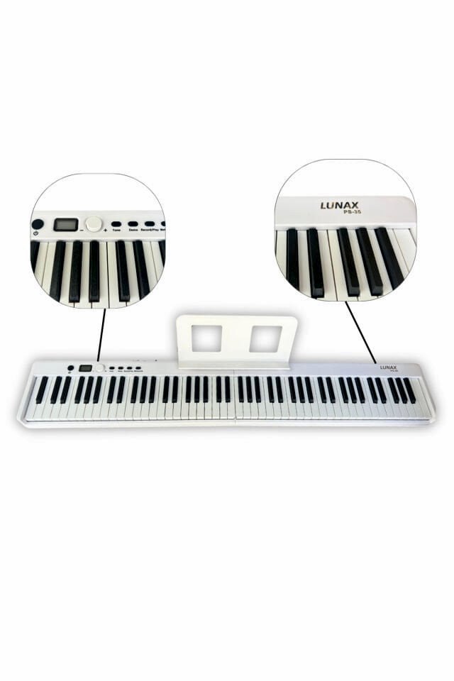 LUNAX PS-35 Katlanabilir Dijital Piyano 88 Tuş Beyaz