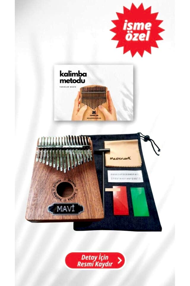 İsme Özel 17 Tuşlu Maun Kalimba Çekiç Ve Kılıf Kalimba Metodu (ÜZERİNE ISİM YAZDIRABİLİRSİNİZ)
