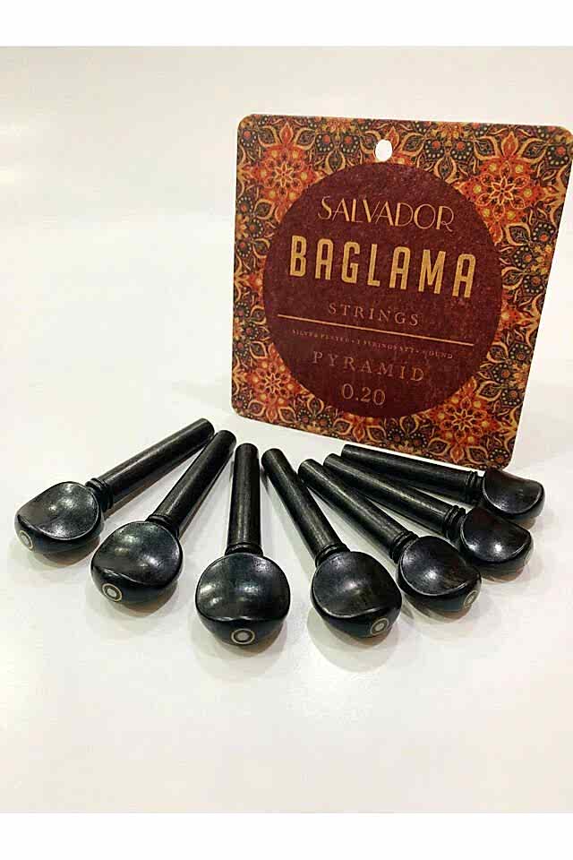 Nokta Sedefli Abanoz Bağlama Saz Burgu Takımı (7 Adet) 0.20 Bağlama Teli