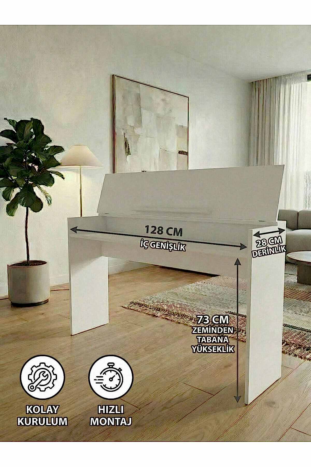 Montavo Kapaklı Piyano Sehpası Beyaz (PS-35 / PLX-80WH / JDP-8830 Uyumlu)