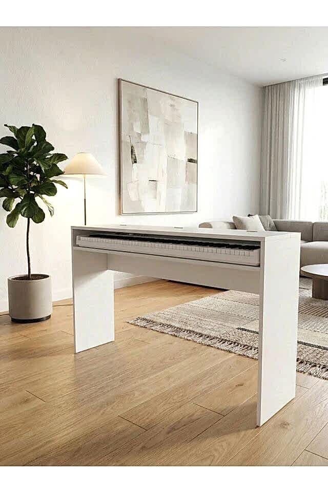 Montavo Kapaklı Piyano Sehpası Beyaz (PS-35 / PLX-80WH / JDP-8830 Uyumlu)