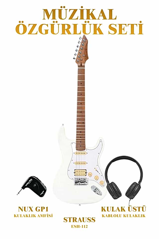 Strauss ESH-112 HSS Elektro Gitar KULAKLIK AMFİ SETİ
